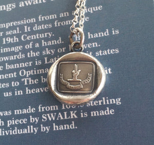 Sterling silver Antique wax letters seal pendant, Heavenly rewards, Christian jewelry,