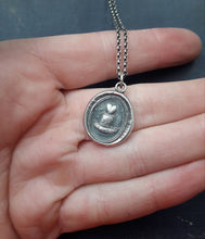 Load image into Gallery viewer, heart pendant - heart beat. Georgian antique wax letter seal pendant.  Sterling wax seal jewelry.  Clever pendant - Play on words.
