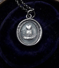 Load image into Gallery viewer, heart pendant - heart beat. Georgian antique wax letter seal pendant.  Sterling wax seal jewelry.  Clever pendant - Play on words.