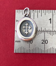 Load image into Gallery viewer, Christian Budded Cross.  Father, Son, Holy Spirit.  Holy Trinity cross.  Sterling silver antique wax letter seal impression.