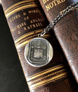 Antique seal, ‘Always true’ ‘Semper Verus ‘.  Larger heraldry seal with  Latin motto ‘always true’ with knight&#39;s head. Valentines gift
