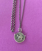 Load image into Gallery viewer, Capricorn  handmade sterling silver pendant. Zodiac sign coin necklace.