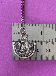 Capricorn  handmade sterling silver pendant. Zodiac sign coin necklace.