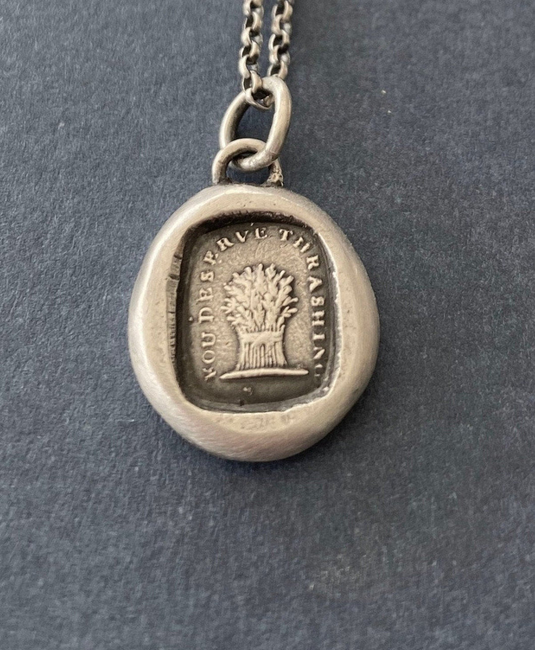 You deserve thrashing.  Antique wax letter seal impression.  Victorian pun.