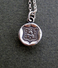 Load image into Gallery viewer, Ireland Forever, antique wax seal jewelry, Sterling silver shamrock, Irish gift, luck of the Irish.