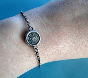 Antique Wax seal Amulet, bracelet, Love, Truth, various sizes, sterling silver.