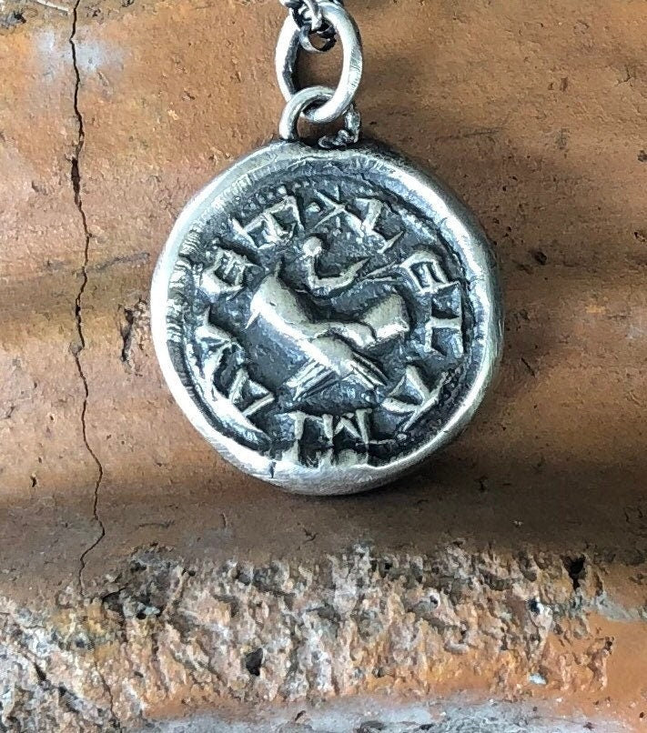 You have a loyal friend.... Lel Ami Avet.  Medieval antique wax letter seal impression, sterling silver friendship amulet.