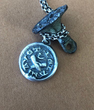 Load image into Gallery viewer, You have a loyal friend.... Lel Ami Avet.  Medieval antique wax letter seal impression, sterling silver friendship amulet.