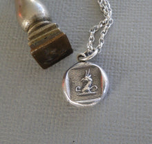 Load image into Gallery viewer, Wisdom and diplomacy. Goat or Ibex, antique wax seal impression, sterling silver… larger amulet