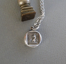 Load image into Gallery viewer, Wisdom and diplomacy. Goat or Ibex, antique wax seal impression, sterling silver… larger amulet