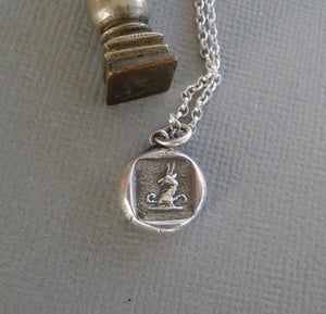 Wisdom and diplomacy. Goat or Ibex, antique wax seal impression, sterling silver… larger amulet