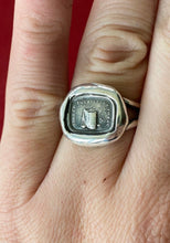 Load image into Gallery viewer, Direct thyself by these.  Heavier seal ring.  Split shank double band.  Sterling silver  meaningful ring.  Inspirational jewellery.