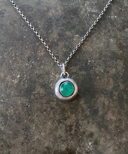 Green Onyx and sterling silver Add ON. add some colour to your meaningful necklace. 6mm green onyx set  in a nugget of sterling silver.