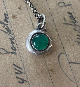 Green Onyx and sterling silver Add ON. add some colour to your meaningful necklace. 6mm green onyx set  in a nugget of sterling silver.