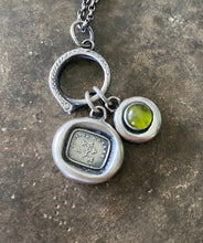 Load image into Gallery viewer, Sterling silver snake charm holder.  Ouroboros meaningful amulet holder.  Victorian fob amulet holder.
