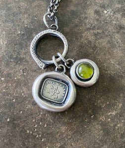Sterling silver snake charm holder.  Ouroboros meaningful amulet holder.  Victorian fob amulet holder.
