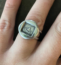 Load image into Gallery viewer, Telle est la vie.   Heavier seal ring.  Split shank double band.  Sterling silver  meaningful ring.  Inspirational jewellery.