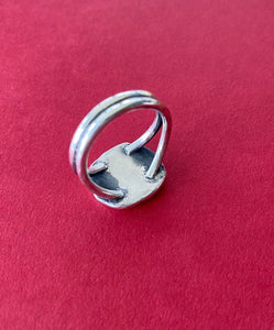 Telle est la vie.   Heavier seal ring.  Split shank double band.  Sterling silver  meaningful ring.  Inspirational jewellery.