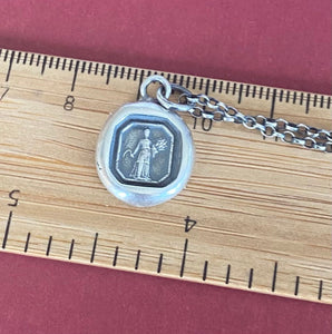 Ceres goddess pendant. Roman goddess of agriculture, fertility and relationships.  Antique wax seal pendant. Handmade sterling silver.