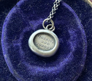 Forgive and forget……  antique wax letter seal impression.  Handmade amulet in sterling silver