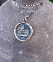 Load image into Gallery viewer, Roman Colosseum, antique wax sea, Victorian Tassie seal. Grand tour souvenir.  Solid sterling silver
