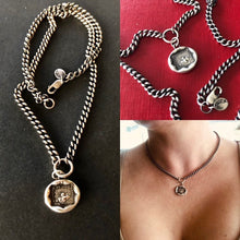 Load image into Gallery viewer, Solid sterling silver curb chain to hang your SWALK amulets. 4mm with lobster clasp.  Oxidized and hand polished.