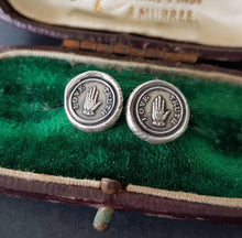 Load image into Gallery viewer, Love, truth stud earrings. Sterling earrings. Handmade wax seal jewellery.