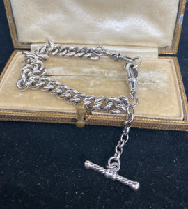 Victorian style, solid sterling silver curb chain bracelet.  It the style of a Victorian watch chain.  You choose your size.
