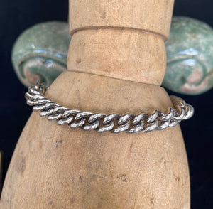 Victorian style, solid sterling silver curb chain bracelet.  It the style of a Victorian watch chain.  You choose your size.