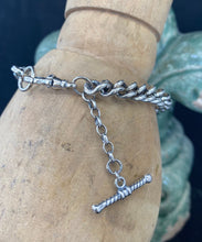 Load image into Gallery viewer, Victorian style, solid sterling silver curb chain bracelet.  It the style of a Victorian watch chain.  You choose your size.