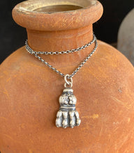 Load image into Gallery viewer, Smaller lions paw pendant. Victorian pendant, handmade sterling silver pendant.