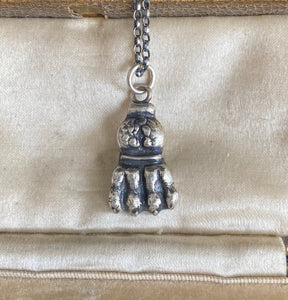 Smaller lions paw pendant. Victorian pendant, handmade sterling silver pendant.