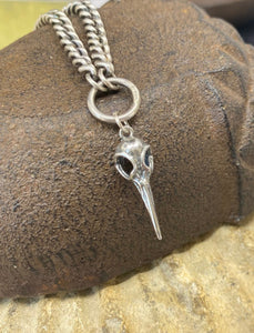 Sterling silver hummingbird skull. Tiny sterling charm.  Add on for your wax seal totem necklace.