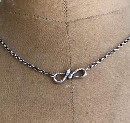 Sterling silver eternity snake necklace.  You choose your length.  Made to order.