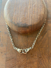Load image into Gallery viewer, Clasped hands necklace.  Sterling silver, joined hands, 3mm sterling rolo chain in the length of your choosing