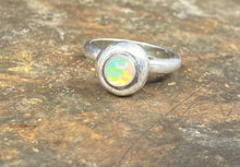 Load image into Gallery viewer, SWALK nugget ring with Ethiopian opal. Sterling silver handmade ring.  Made to order in your size.