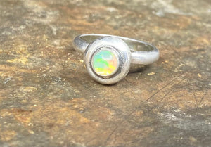 SWALK nugget ring with Ethiopian opal. Sterling silver handmade ring.  Made to order in your size.