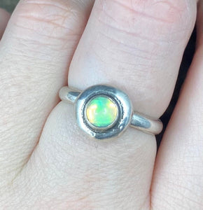 SWALK nugget ring with Ethiopian opal. Sterling silver handmade ring.  Made to order in your size.