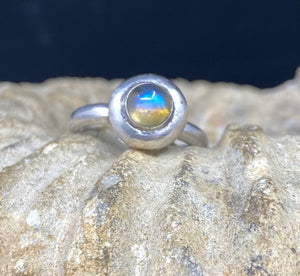 SWALK nugget ring with Labradorite. Sterling silver handmade ring.  Made to order in your size.
