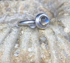 SWALK nugget ring with Labradorite. Sterling silver handmade ring.  Made to order in your size.