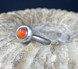 SWALK nugget ring with faceted carnelian.  Sterling silver handmade ring.  Made to order in your size.