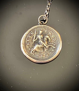 Braveheart… Robert the Bruce antique wax letter seal.  Large medallion, Be as fierce as a lion.