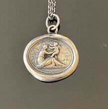 Load image into Gallery viewer, It should ever be thus....Antique wax letter seal impression. Sterling silver hand made pendant. Tassie seal with Cupid and Psyche.