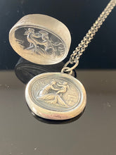 Load image into Gallery viewer, It should ever be thus....Antique wax letter seal impression. Sterling silver hand made pendant. Tassie seal with Cupid and Psyche.