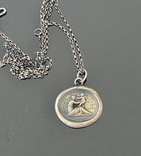 Load image into Gallery viewer, It should ever be thus....Antique wax letter seal impression. Sterling silver hand made pendant. Tassie seal with Cupid and Psyche.