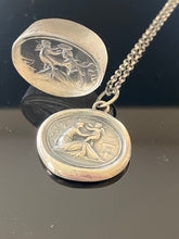 Load image into Gallery viewer, It should ever be thus....Antique wax letter seal impression. Sterling silver hand made pendant. Tassie seal with Cupid and Psyche.