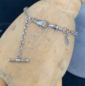 Victorian inspired, sterling silver, curb chain bracelet.