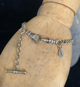 Victorian inspired, sterling silver, curb chain bracelet.