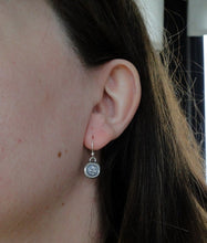 Load image into Gallery viewer, Forget me not flower, wax seal, sterling silver, dangle earrings.