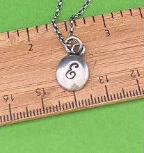 Load image into Gallery viewer, Initial add on…. Sterling silver letter. Handmade initial E charm. Initial E necklace.